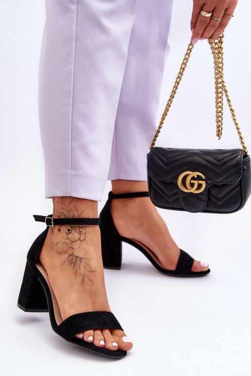 dalla pelle scamosciata sandali con i tacchi colore nero Devedame