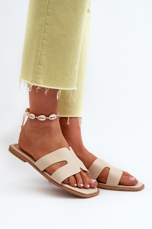 Appartamento delle donne Pantofole Con ritagli beige Fiviama