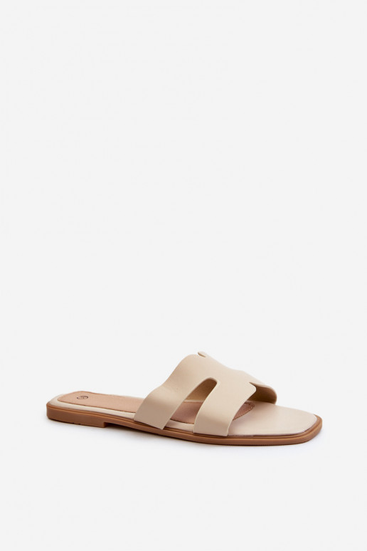 Appartamento delle donne Pantofole Con ritagli beige Fiviama