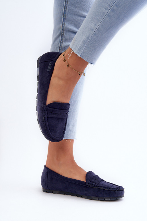 mocassini da donna in ecopelle scamosciataoAe Big Star NN274931 Memory Foam System blu scuro