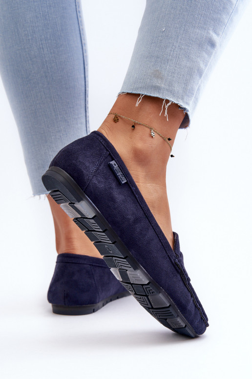 mocassini da donna in ecopelle scamosciataoAe Big Star NN274931 Memory Foam System blu scuro