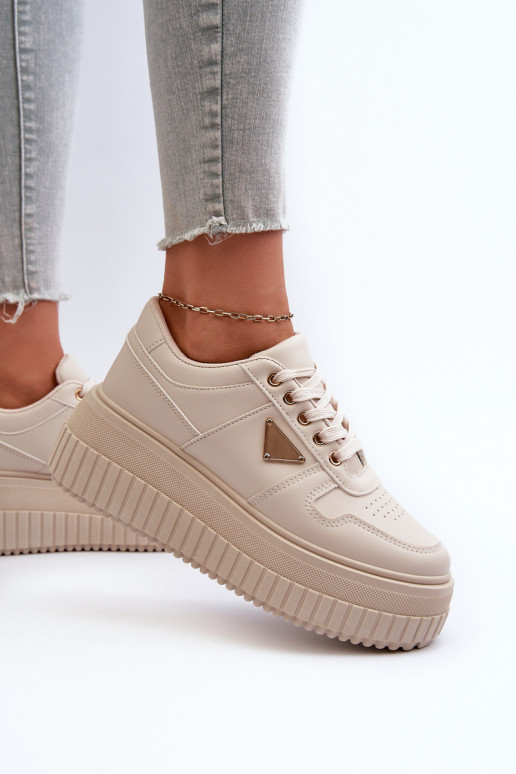 Scarpe modello sneakers Femminile in ecopelle con una piattaforma colore avorio Chrisstin