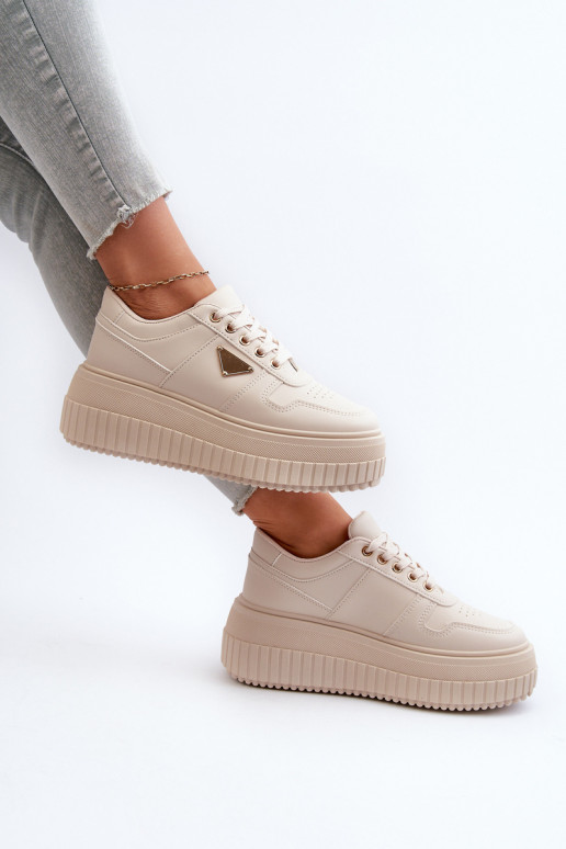 Scarpe modello sneakers Femminile in ecopelle con una piattaforma colore avorio Chrisstin