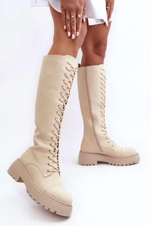 con lacci riscaldamento stivali scarpe con fiori di ciliegio Contro la strada beige Bergdis