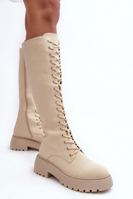 con lacci riscaldamento stivali scarpe con fiori di ciliegio Contro la strada beige Bergdis