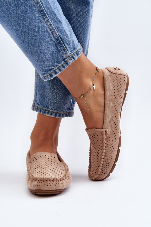 Femminile con elementi traforati Mocassini beige Rasirna