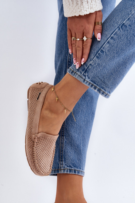 Femminile con elementi traforati Mocassini beige Rasirna