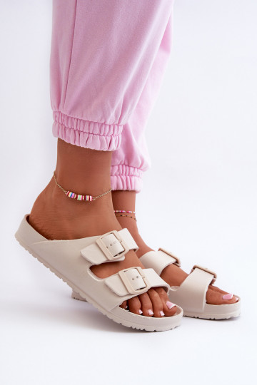 Ciabatte da donna con schiuma con fibbie beige Luciene 2