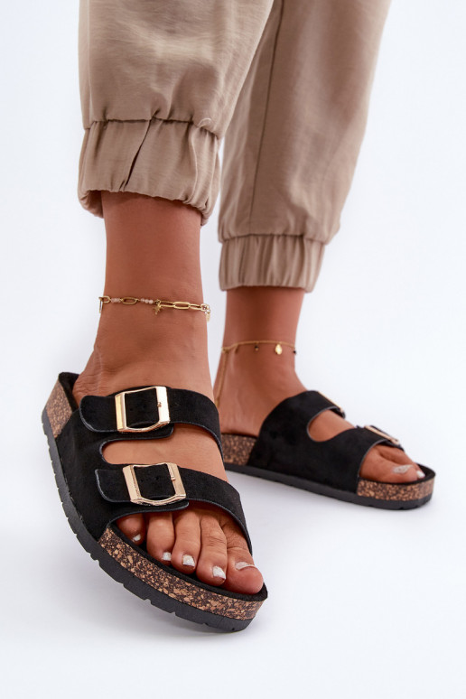 Pantofole da donna Su suola in sughero colore nero Cortina