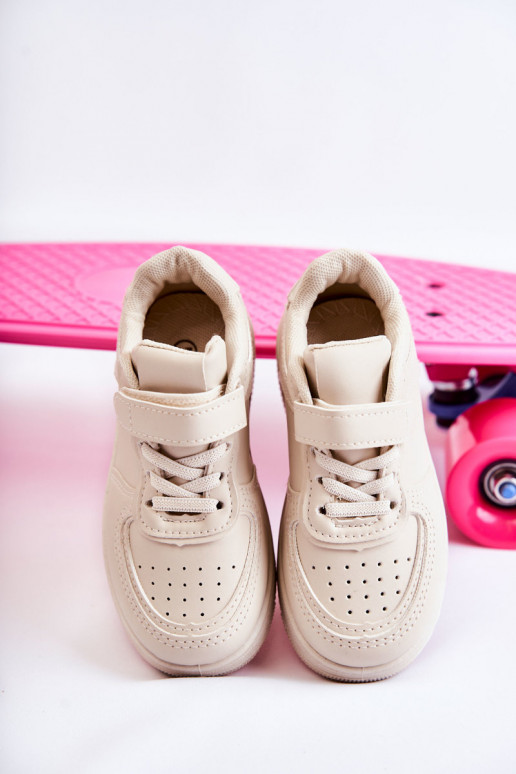 Scarpe sportive per bambini con chiusure adesive beige Elike