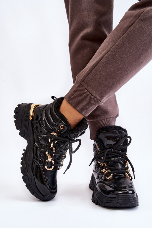 Femminile riscaldamento scarpe da ginnastica scarpe con lacci colore nero Bastini