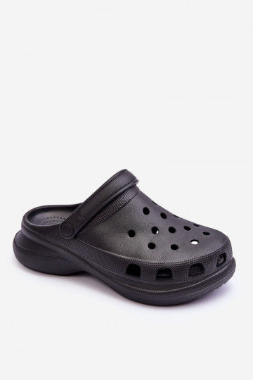 Pantofole in schiuma Crocs con suole massicce alla moda colore nero Katniss