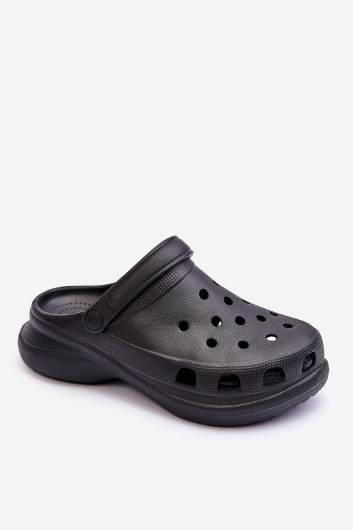 Pantofole in schiuma Crocs con suole massicce alla moda colore nero Katniss