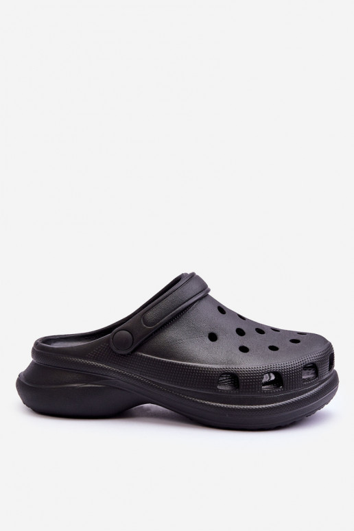 Pantofole in schiuma Crocs con suole massicce alla moda colore nero Katniss
