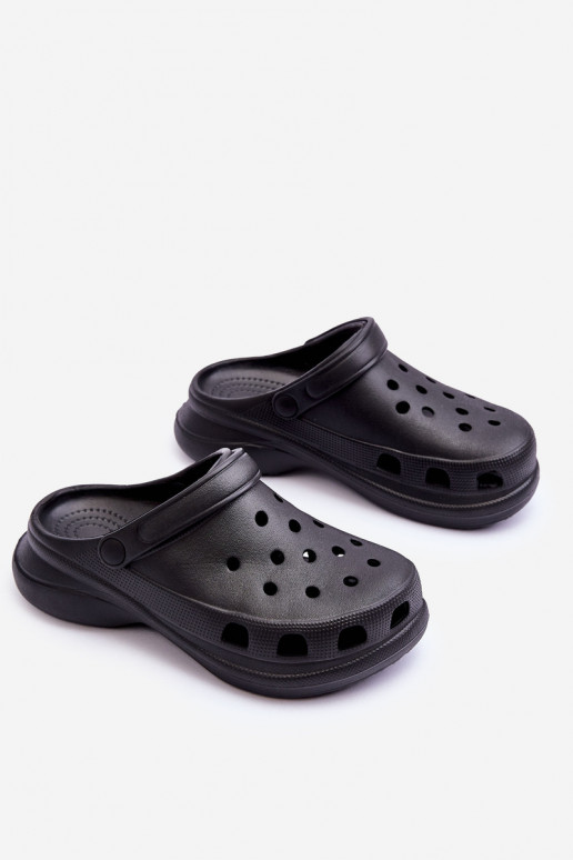Pantofole in schiuma Crocs con suole massicce alla moda colore nero Katniss
