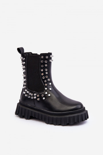 stivali alla moda Infantile Decorato Con strass colore nero Adelie