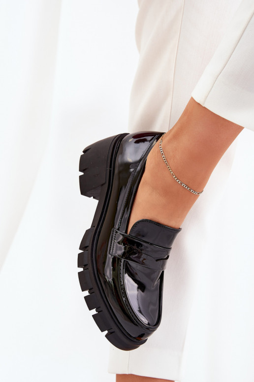 con effetto vernice scarpe Femminile Su tacchi enormi colore nero Felonith