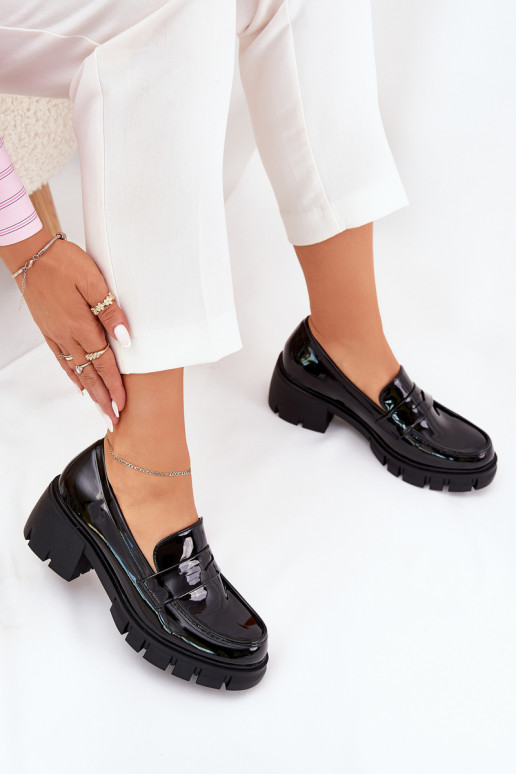 con effetto vernice scarpe Femminile Su tacchi enormi colore nero Felonith