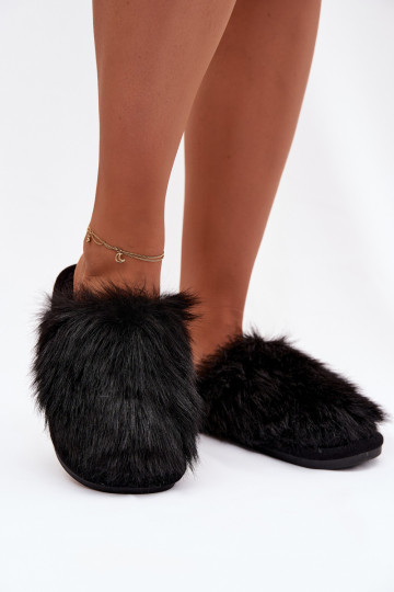 Pantofole nere da donna Katrisse con pelliccia