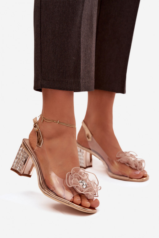 sandali con i tacchi con ornamenti D&A MR52-238 colore oro rosa