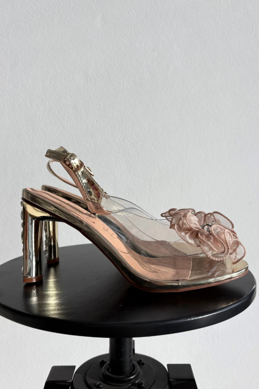 sandali con i tacchi con ornamenti I Kryształkami D&A MR52-236 colore dorato