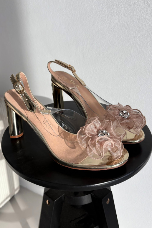 sandali con i tacchi con ornamenti I Kryształkami D&A MR52-236 colore dorato