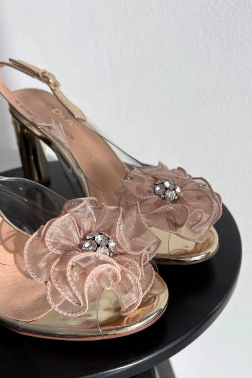 sandali con i tacchi con ornamenti I Kryształkami D&A MR52-236 colore dorato