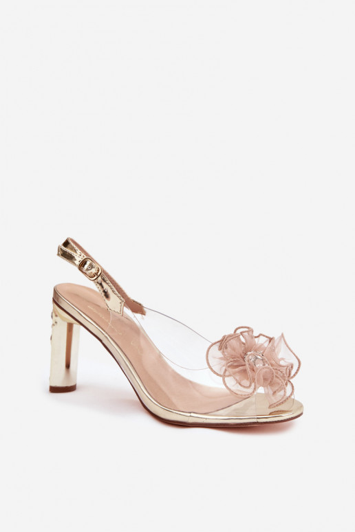 sandali con i tacchi con ornamenti I Kryształkami D&A MR52-236 colore dorato