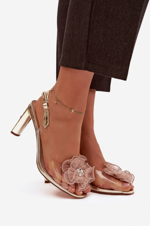 sandali con i tacchi con ornamenti I Kryształkami D&A MR52-236 colore dorato