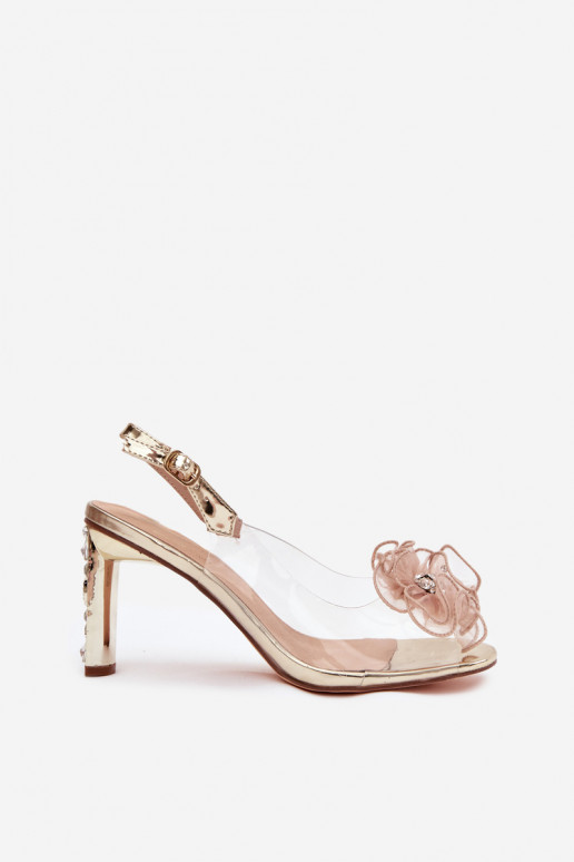 sandali con i tacchi con ornamenti I Kryształkami D&A MR52-236 colore dorato