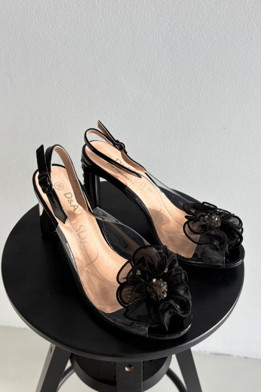 sandali con i tacchi con ornamenti I Kryształkami D&A MR52-236 colore nero