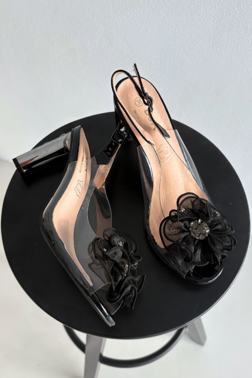 sandali con i tacchi con ornamenti I Kryształkami D&A MR52-236 colore nero