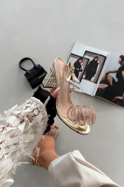 sandali con i tacchi con gli occhi lucenti D&A MR52-237 colore dorato