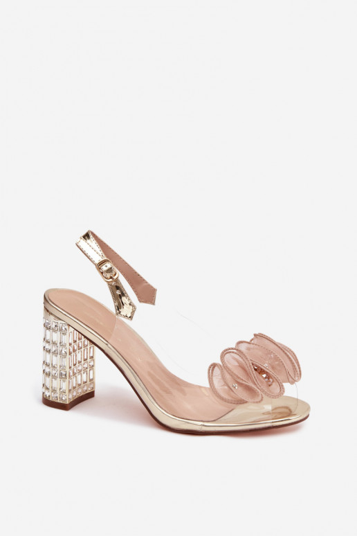 sandali con i tacchi con gli occhi lucenti D&A MR52-237 colore dorato