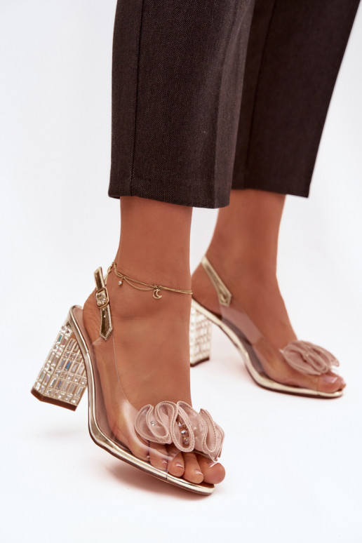 sandali con i tacchi con gli occhi lucenti D&A MR52-237 colore dorato