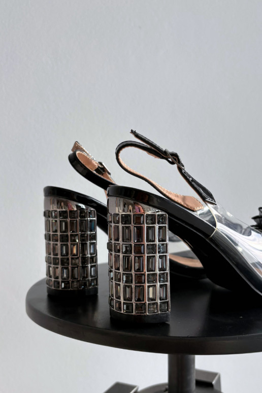 sandali con i tacchi con gli occhi lucenti D&A MR52-237 colore nero