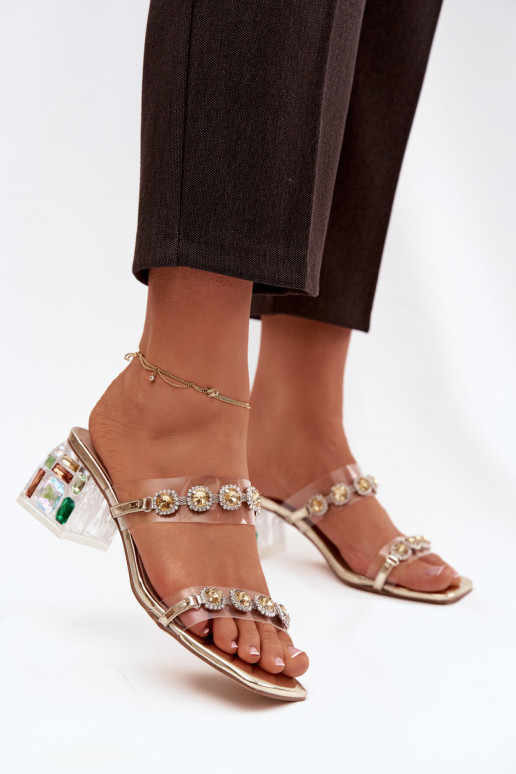 Pantofole da donna con gli occhi lucenti D&A MR1037-02 colore dorato