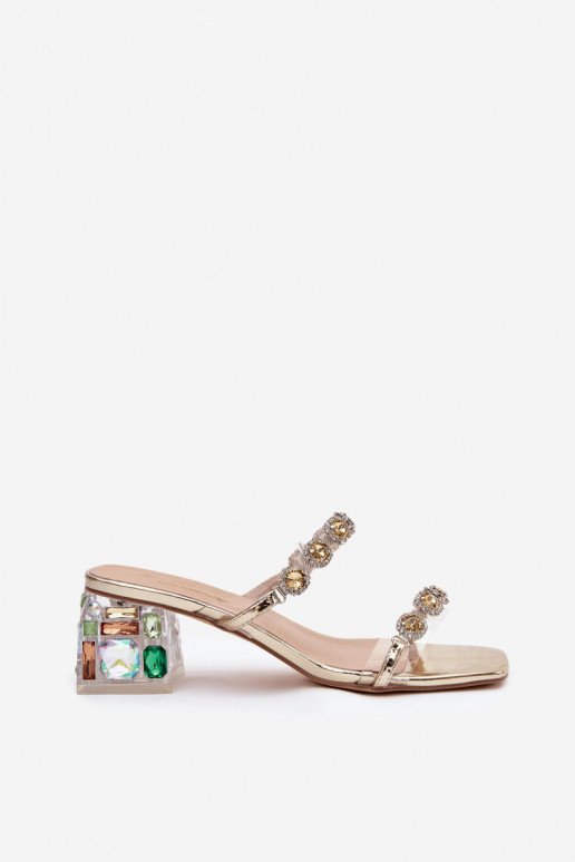 Pantofole da donna con gli occhi lucenti D&A MR1037-02 colore dorato