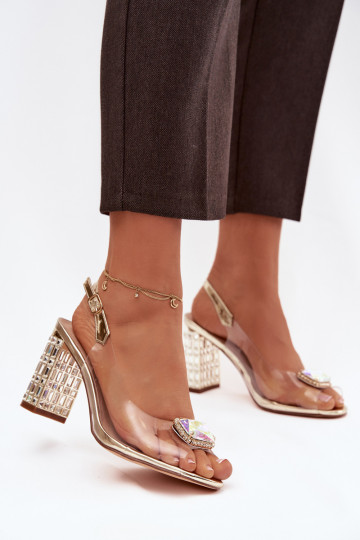 Guardare attraverso sandali con i tacchi con gli occhi lucenti D&A MR52-239 colore dorato