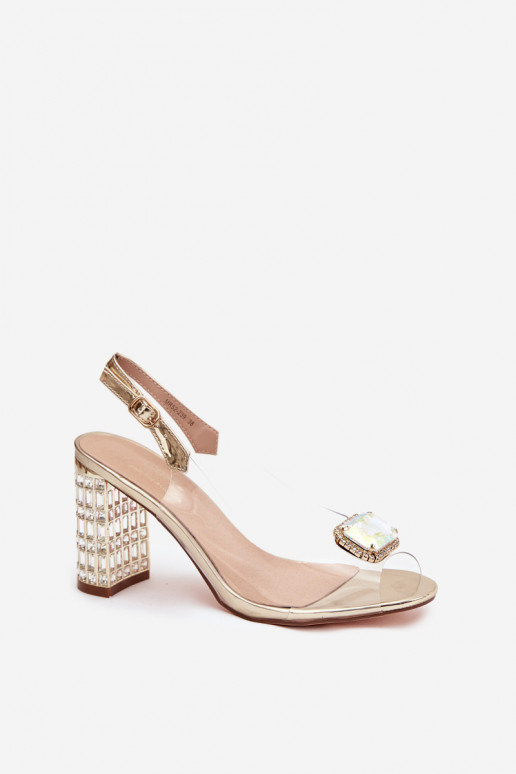 Guardare attraverso sandali con i tacchi con gli occhi lucenti D&A MR52-239 colore dorato