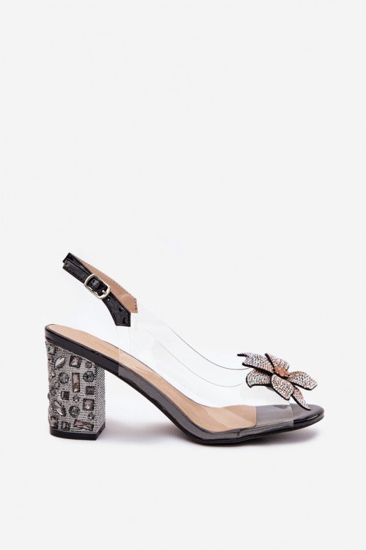 Guardare attraverso sandali con i tacchi con ornamenti D&A MR38-321 colore nero