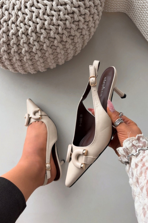 Sandali da donna con tacchi sottili Con decorazioni Detalem colore avorio Brienne