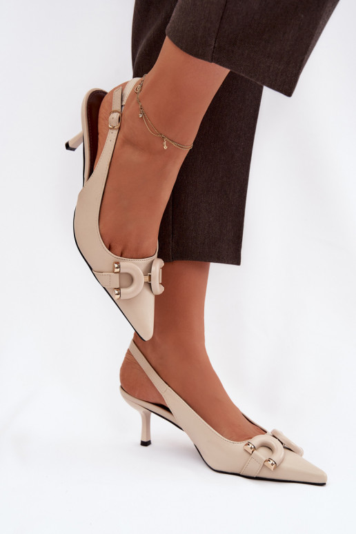 Sandali da donna con tacchi sottili Con decorazioni Detalem colore avorio Brienne