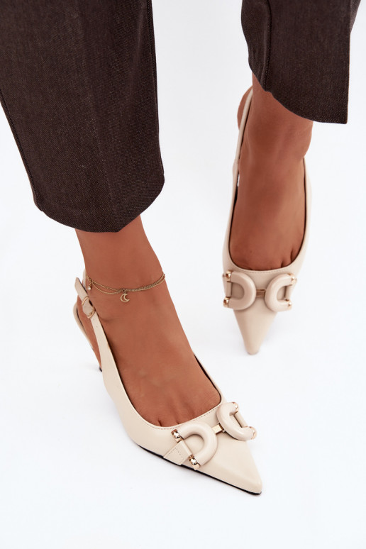 Sandali da donna con tacchi sottili Con decorazioni Detalem colore avorio Brienne