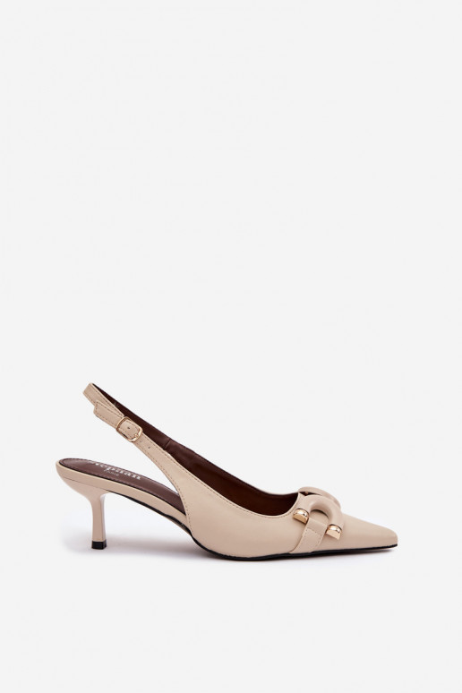 Sandali da donna con tacchi sottili Con decorazioni Detalem colore avorio Brienne