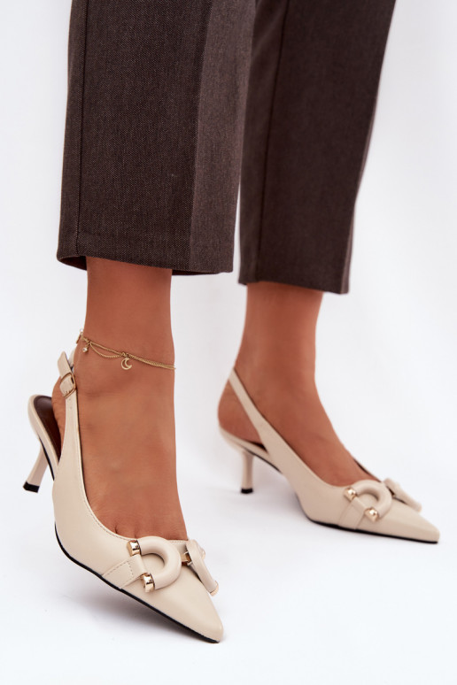 Sandali da donna con tacchi sottili Con decorazioni Detalem colore avorio Brienne