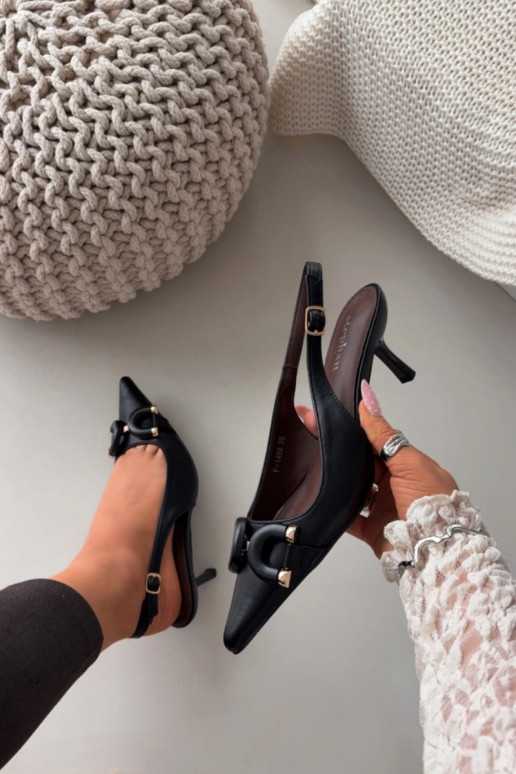 Sandali da donna con tacchi sottili Con decorazioni Detalem colore nero Brienne