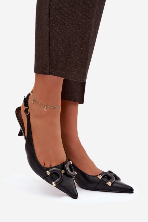 Sandali da donna con tacchi sottili Con decorazioni Detalem colore nero Brienne