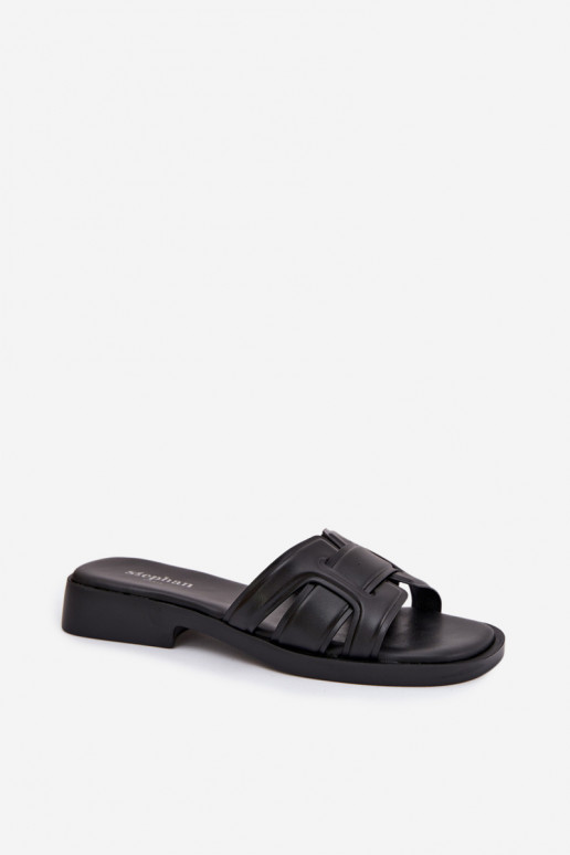 Pantofole da donna con tacchi larghi colore nero Lorania