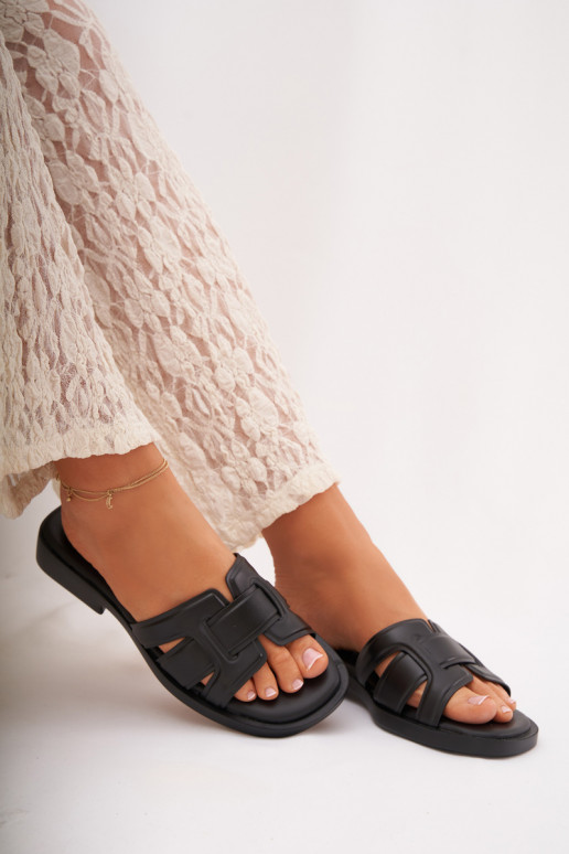 Pantofole da donna con tacchi larghi colore nero Lorania